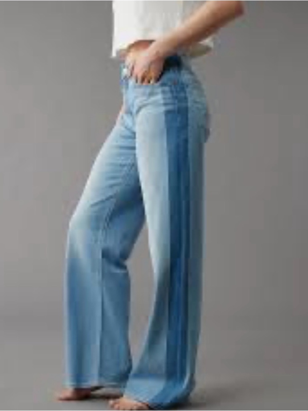 American Eagle Outfitters Two-Tone Blue Wide Leg Jeans